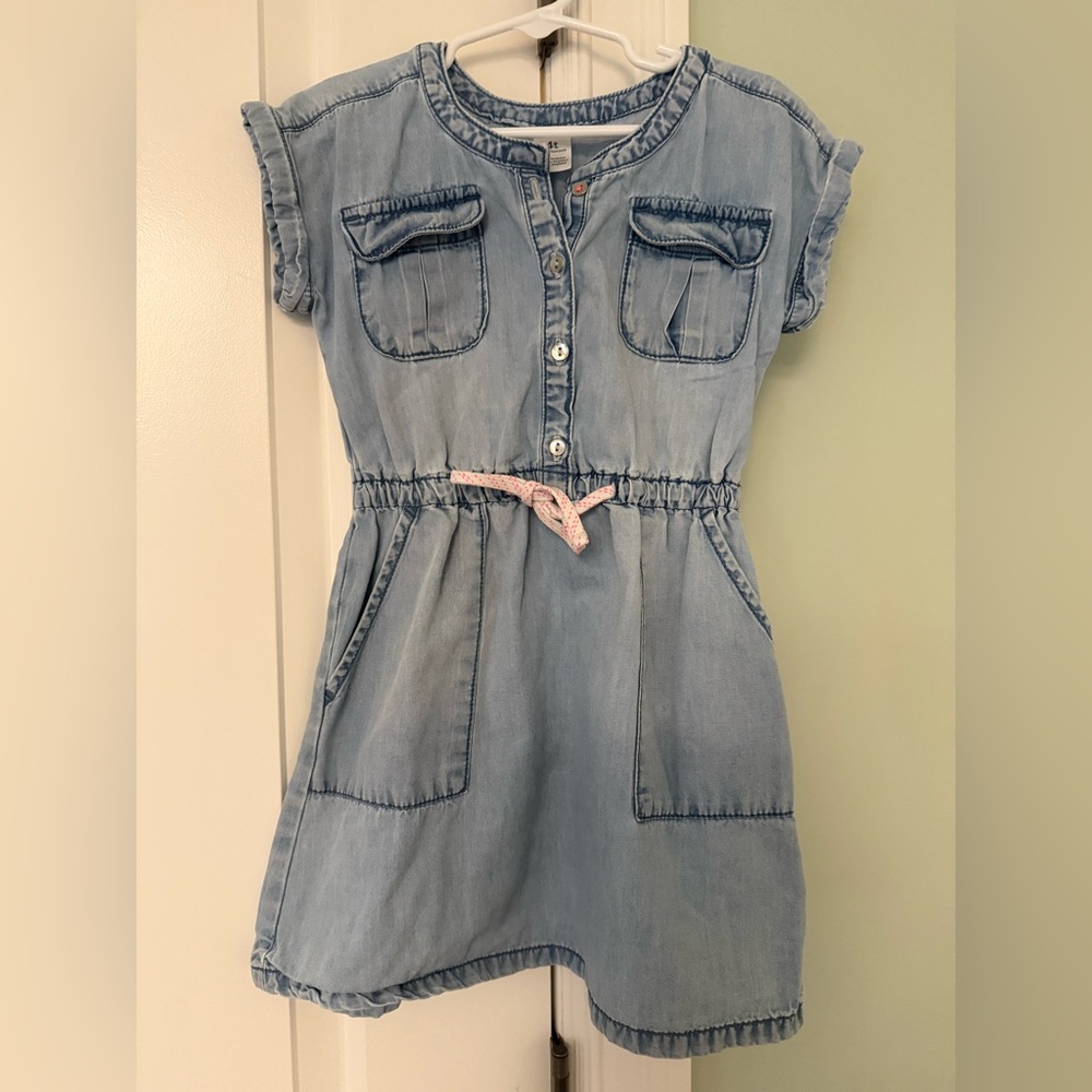 Carter's Light Blue Kids Dress with Pink Tie
